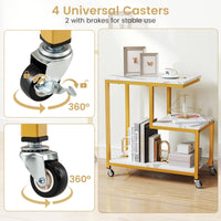 G-Shaped Side Table, 3-Tier Mobile End Table with Open Shelves