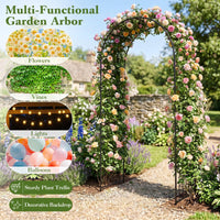 Garden Arch, 220cm Tall Heavy Duty Metal Arbor Trellis Archway for Climbing Plants, Roses
