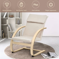 Giantex Bentwood Armchair Lounge Chair Ergonomic Upholstered Seat