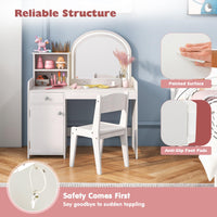 Makeup Table and Chair Set with Acrylic Mirror and 2-Colour LED Lights