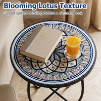 Outdoor Side Table Mosaic Patio Accent 35.5cm Coffee End Table