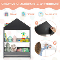 Playhouse Kids Bookshelf with Writable Chalkboard and Whiteboard