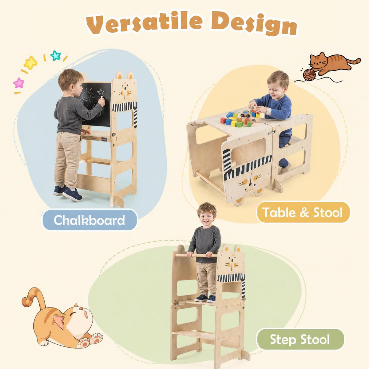 3-in-1 Toddler Kitchen Step Stool