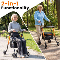 Folding Lightweight Rollator Walker with Backrest and Adjustable Height 136 KG Capacity
