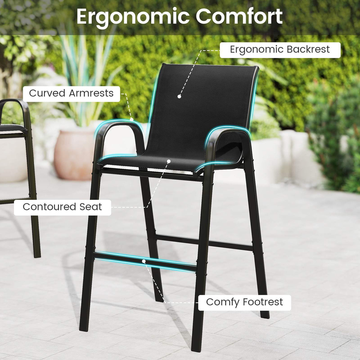 3 Piece Outdoor Bar Set, Patio Bar Height Table & Chairs