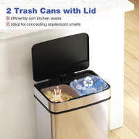 60L Automatic Touchless Waste Bin with Dual Compartments
