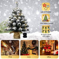 67cm Pre-Lit Snow Flocked Tabletop Christmas Tree with 8 Flash Modes