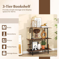 Giantex 3-Tier Bookshelf, Industrial Bookcase w/Open Shelves, Corner Display Shelf