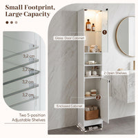 Tall Bathroom Cabinet with Lights & Press-to-Open Door