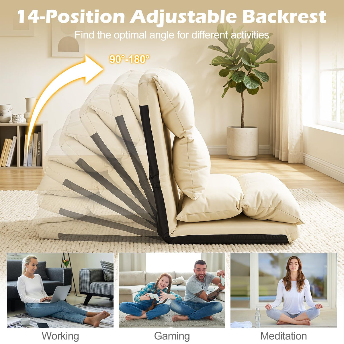 Giantex 14-Level Adjustable Floor Chair for Adults