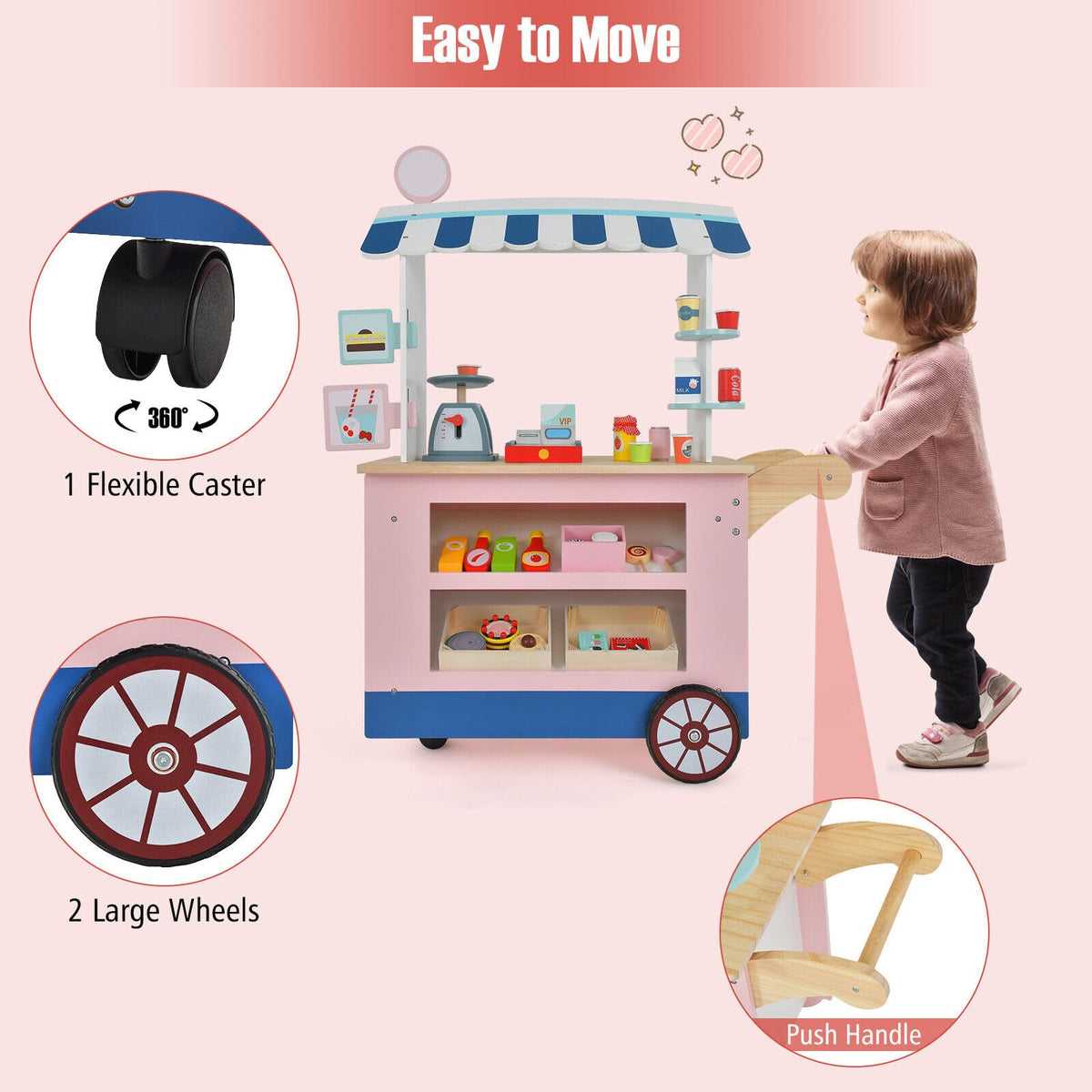 Toy Cart Play Set with POS Machine & Lovely Scale for Kids Over 3 Years Old