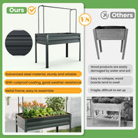 3-in-1 Raised Garden Bed with Greenhouse Cover and Trellis for Flower Herb Vegetable