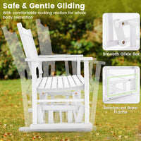 Patio Glider Loveseat Chair Swing Rocking Bench with Slatted Seat and Curved Backrest