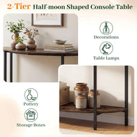 Half-moon Console Table with Open Storage Shelf and Anti-tip Kits for Living Room