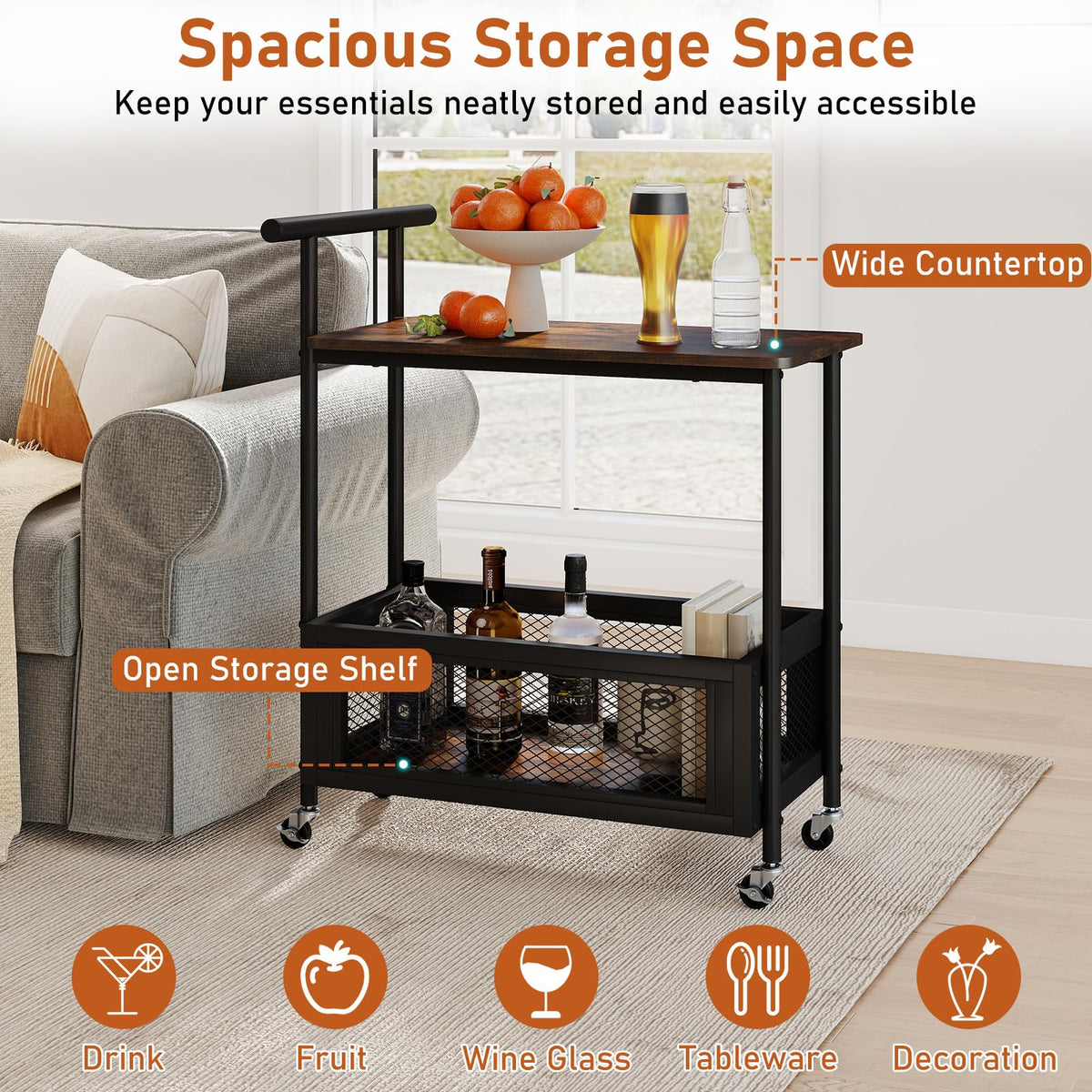 Giantex Kitchen Serving Cart Rolling End Table