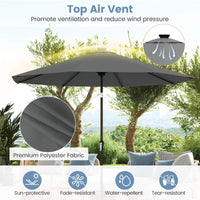 3 m Solar Patio Umbrella w/ 96 LED Lights, 9 Modes