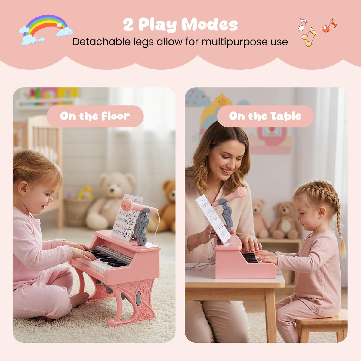 Mini Keyboard Piano for Kids, 25 Keys Electric Piano w/Music Stand & Microphone