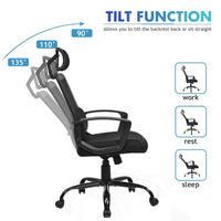 Swivel Office Chair, Mesh Computer Gaming Chair w/ Adjustable Headrest & Backrest