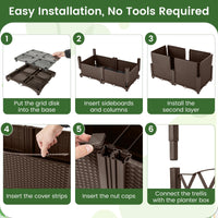 Elevated Planter Box with Trellis for Patio Balcony Vertical Garden