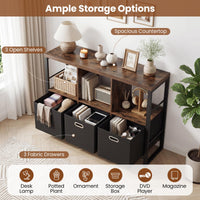6 Cube Storage Organizer with 3 Bins Industrial Metal Frame Bookshelf 2-Tier