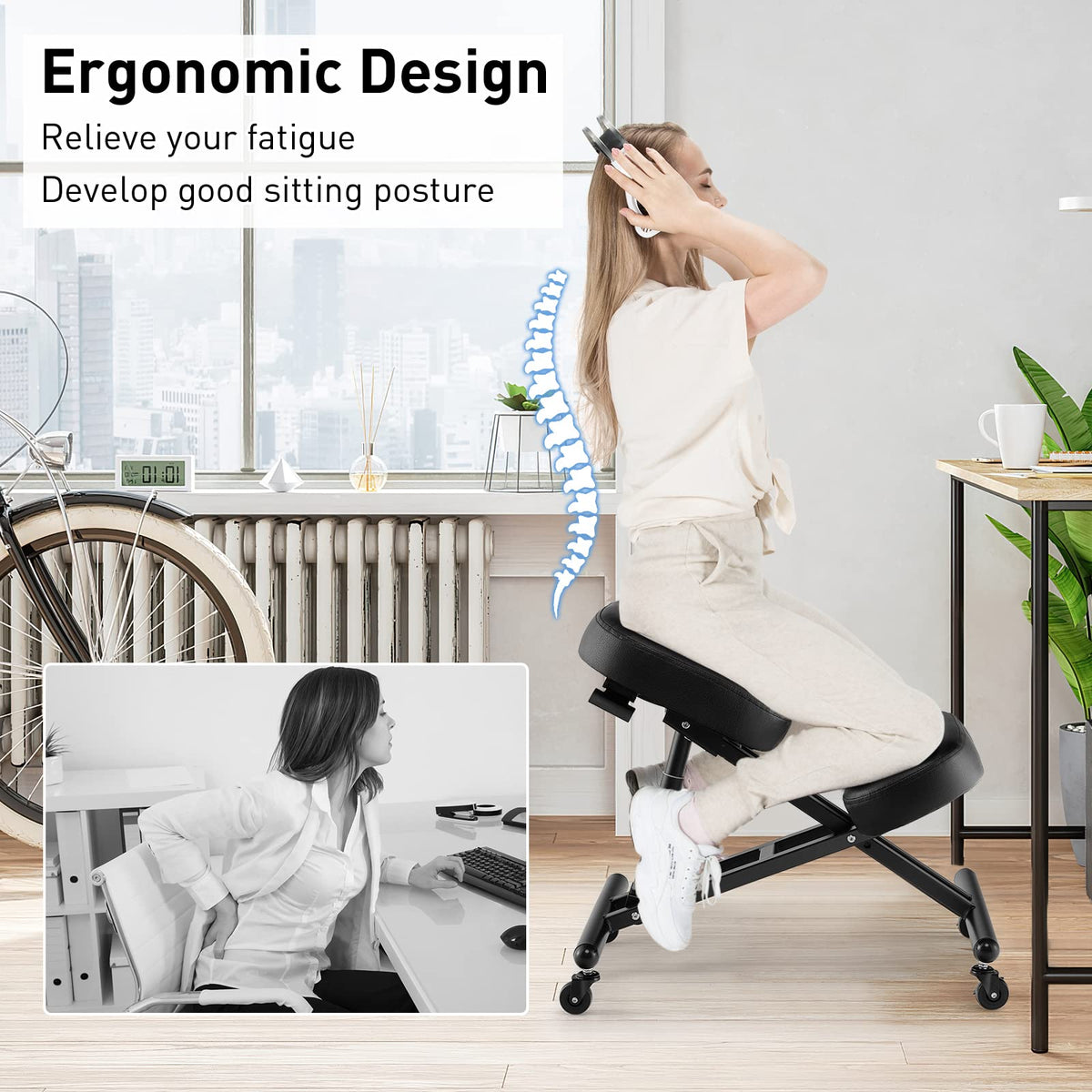 Giantex Ergonomic Kneeling Chair, Height Adjustable Kneeling Stool