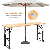 Patio Folding Picnic Table, Outdoor Large Beer Table with Adjustable Heights