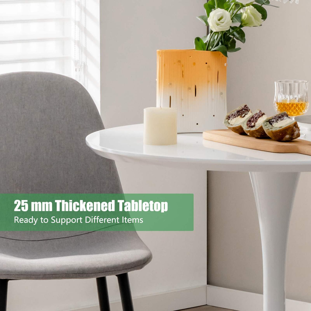 Giantex Round Dining Table, 80 CM Mid-Century Leisure Table for Small Places
