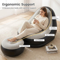 Inflatable Lounge Sofa with Ottoman, Portable Air Sofa for Adults