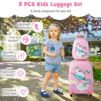 2 PCS Kids Luggage Set, 13” & 18” Toddlers Carry-on Suitcase Backpack Set w/Adjustable Height