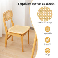 Giantex Rattan Dining Chairs Set of 2, Kitchen Dining Chairs with Simulated Rattan Backrest & Wood Frame