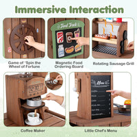 Pretend Play Market Food Cart with Ovens and Shelves for Boys and Girls