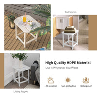2-Pieces 18 Inches Adirondack Outdoor Side Table for Patio and Garden-White