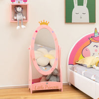 Kids Freestanding Dressing Mirror with 360° Rotatable Design-Pink