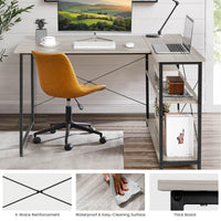 Giantex L-Shaped Desk 120 cm Writing Study Laptop Desk with Adjustable Storage Shelves
