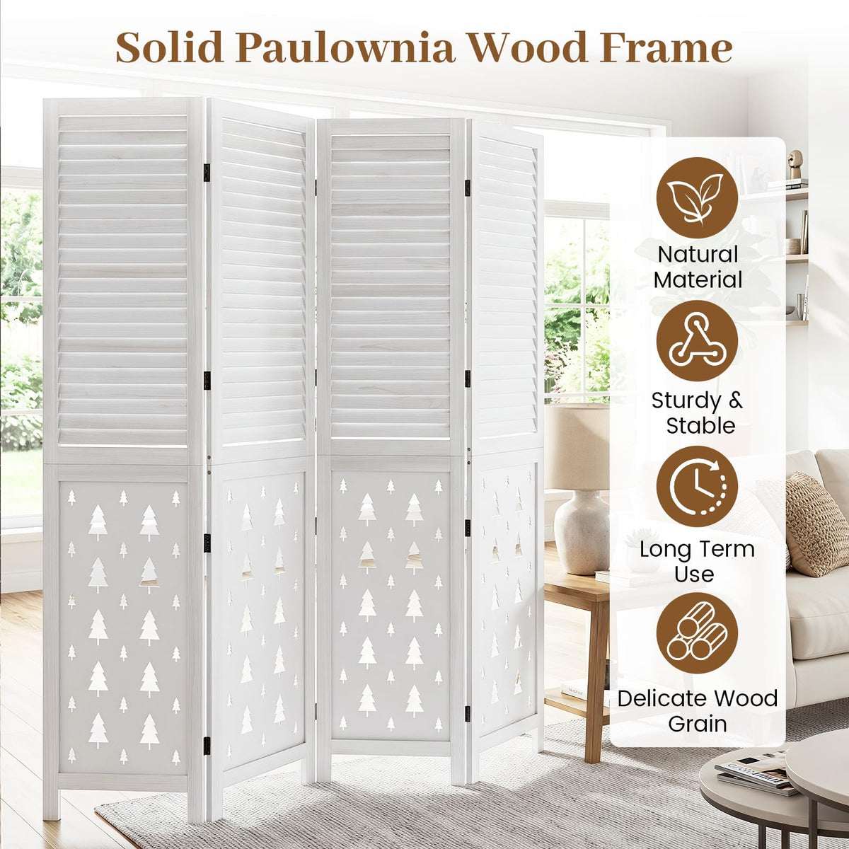 170cm Tall Wood Room Divider with 4/6 Panel