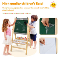 3-In-1 Foldable Kids Easel with Adjustable Height and Chalks Pens