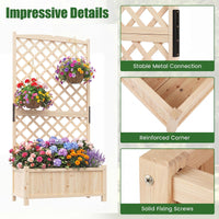 180cm Raised Garden Bed with Diamond Trellis & Drainage Holes for Climbing Plants