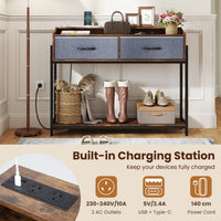 Giantex Console Table with Charging Station, 110 cm Narrow Entryway Table