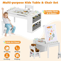 Multi-functional Kids Art Easel Table & Chair Set, Toddler Craft Drawing Writing Desk