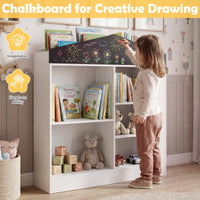 Kids Toy Storage Box House Shaped with Compartments and Chalkboard