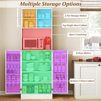 Kitchen Pantry Cabinet 170 CM Freestanding Tall Cupboard with Microwave Shelf