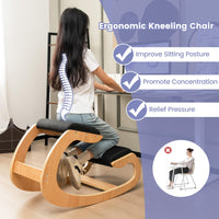 Giantex Ergonomic Kneeling Chair, Wood Rocking Posture Chair with Soft Cushion for Back Neck Shoulder Pain Relief