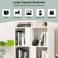 Giantex Bookcase, Freestanding 3-Tier Bookshelf, Asymmetric Display Shelf w/ 6 Compartments