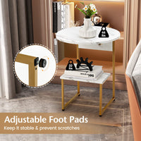 Giantex G-Shaped Side Table with Storage, 2-Tier End Table for Small Space White