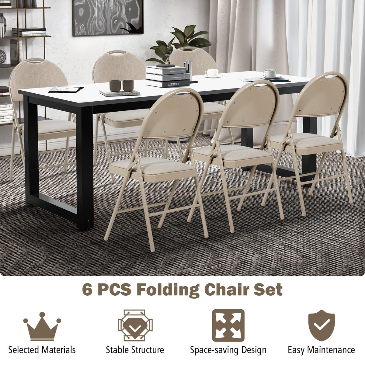 6 Pieces Foldable Chairs, Portable Folding Chairs