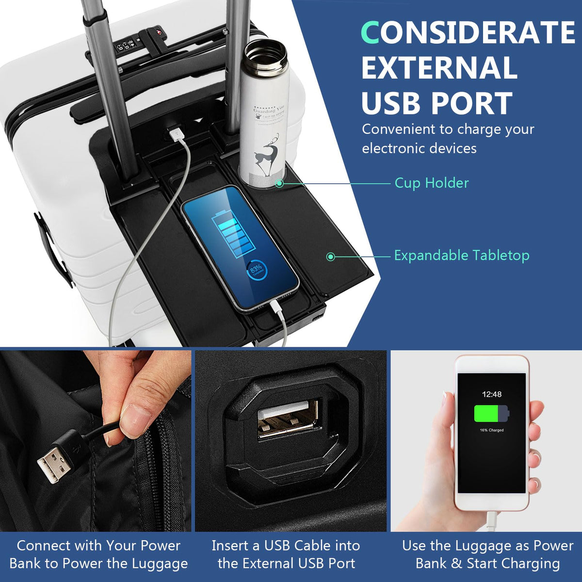 Lightweight PC Hardside Suitcase w/Double TSA Lock