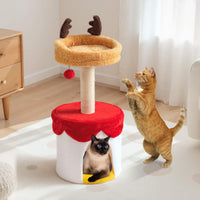 Christmas Cat Tree with Bed, 80 CM Modern Kitten Tower with Sisal Scratching Post