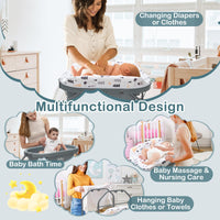 Baby Bathtub with Changing Table, Foldable Diaper Changing Station with Storage Tray