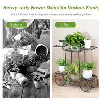 4-Tier Flower Stand, Iron Plant Stand for Indoor & Outdoor Use