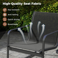 3 Pieces Patio Conversation Set Outdoor Metal Chair and Table Set Breathable Fabric